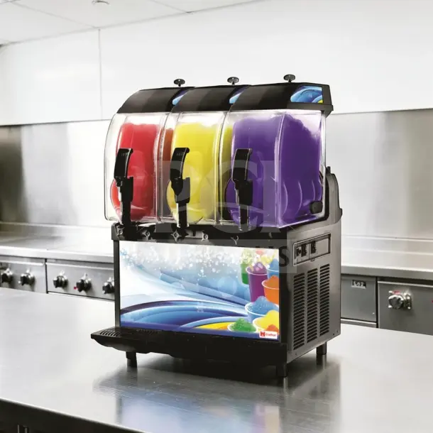 Crathco Frosty Dream 3 triple-bowl granita machine, superior condition, fully operational, 115V, 3.2-gallon capacity.