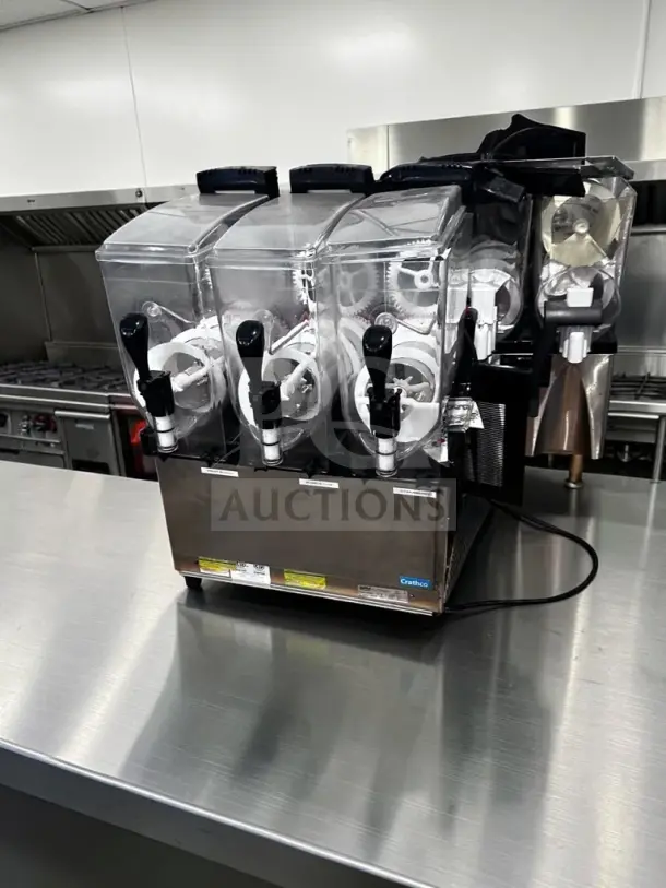 Crathco Frosty Dream 3 Triple 3.2-Gallon Granita Machine, superior condition, model 1206-011, fully tested, 115V, stainless steel.