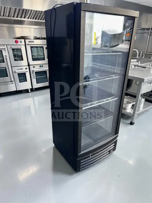 IDW merchandiser cooler, model G-12-F334B-HC, single glass door, 25", 11.4 cu. ft., excellent condition, ENERGY STAR rated.