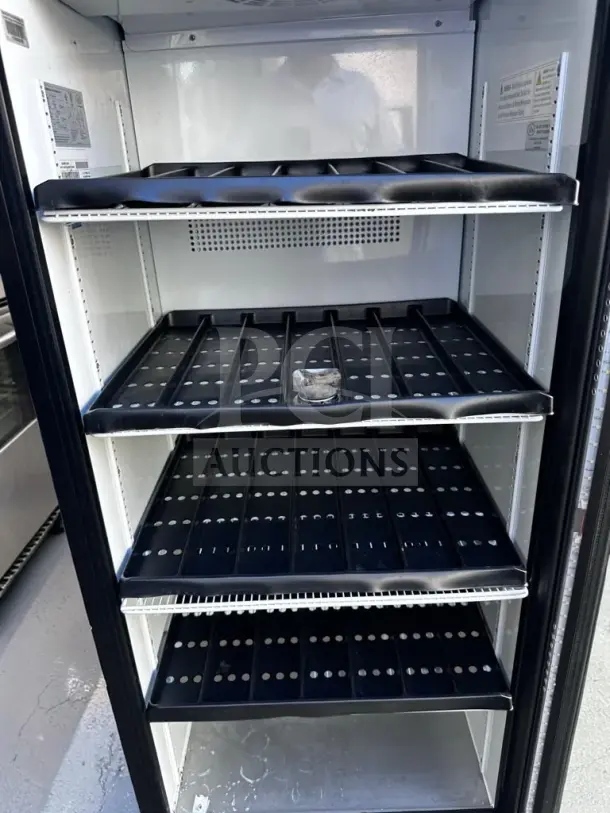 IDW G-12-F334B-HC single glass door merchandiser cooler, 25", 11.4 cu. ft., ENERGY STAR, black shelves, tested operational.