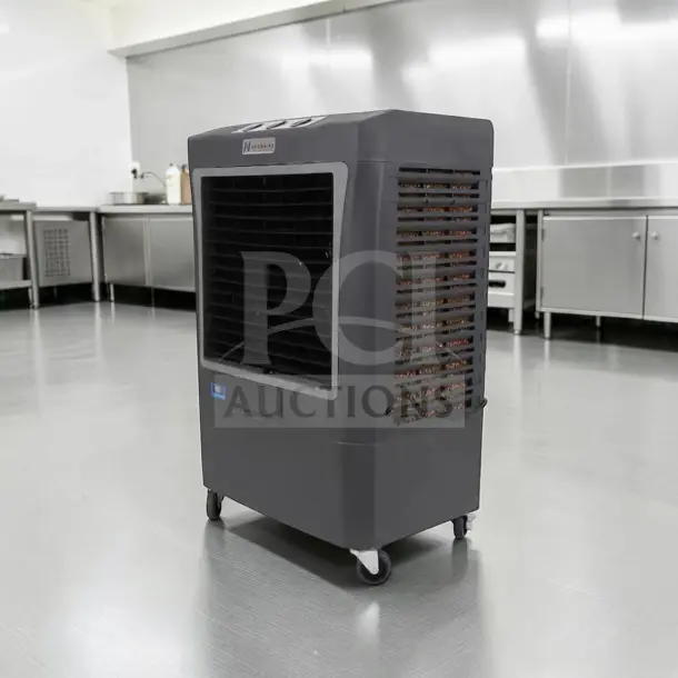 Hessaire MC37V portable evaporative cooler, 3,100 CFM, covers 950 sq. ft., 115V, in first-class condition, fully tested.