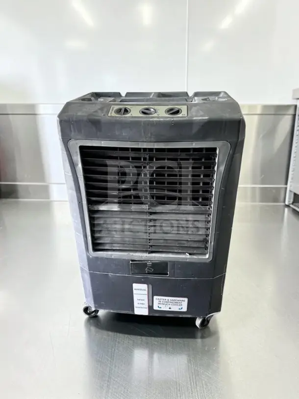 Hessaire MC37V portable evaporative cooler, 3,100 CFM, black, 950 sq. ft. coverage, fully tested, in first-class condition.