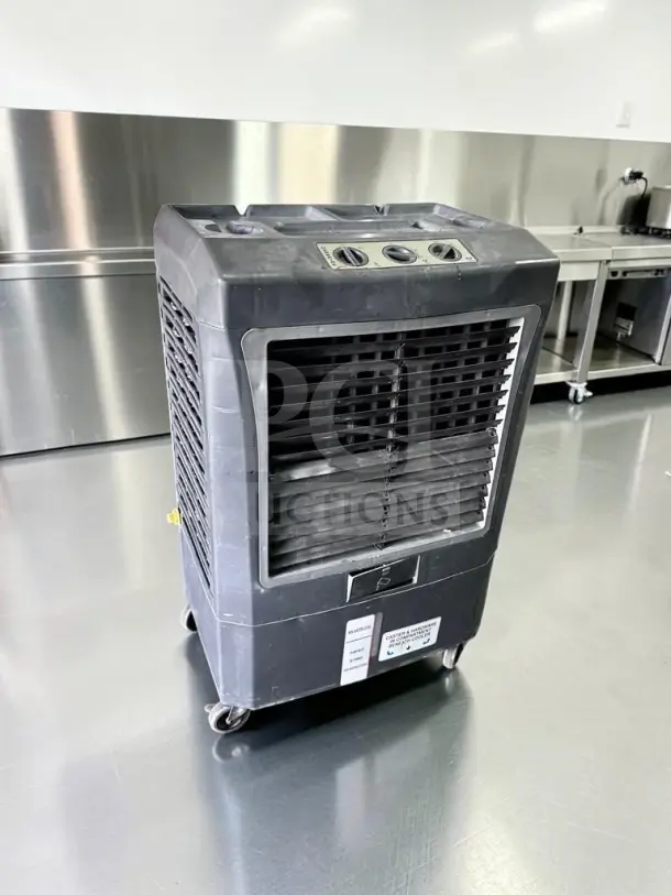 Hessaire MC37V portable evaporative cooler, 3,100 CFM, 950 sq. ft. coverage, first-class condition, fully tested, 115V.