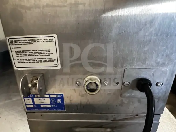 Optimal Condition Grindmaster-Cecilware JAVA 2QB dual-hopper coffee dispenser back view, showing wiring and labels.