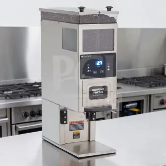 Bunn-O-Matic G9-2T DBC Tall Coffee Grinder, dual 6 lb hoppers, 120V, excellent condition, fully tested, model 33700.0000.