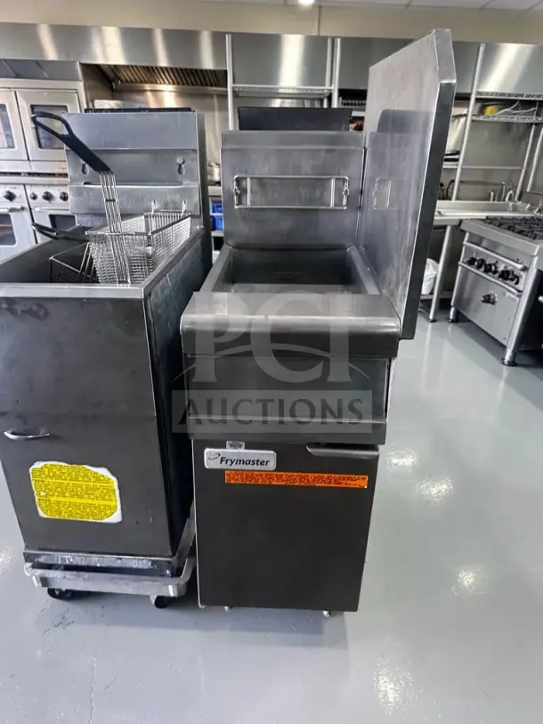 Frymaster PMJ145SC 16" natural gas floor fryer, 40-50 lb oil capacity, 104,300 BTU, fully tested, operational condition.