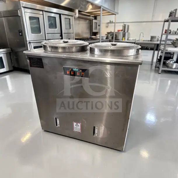 Guangzhou Wellborn BS-65L2 130L double-tank electric cooker, prime condition, 15 kW, 220V, model WEL-M-SBC-1367.