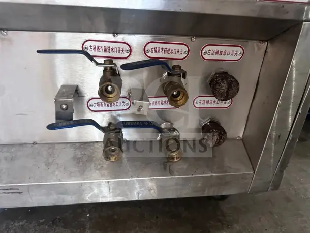 Guangzhou Wellborn BS-65L2 electric cooker, 130-liter, valves and controls visible, prime condition, model WEL-M-SBC-1367.