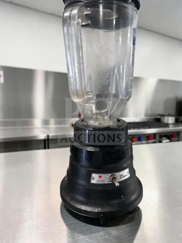 Waring Commercial BB150 bar blender, 48 oz, ½ HP, two-speed, superb condition, fully tested, labeled "commercial bar blender".