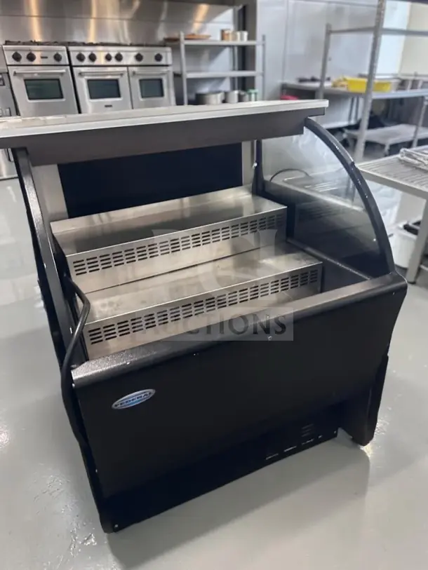 Federal UCR3633C 36" curved-end refrigerated display case in high-grade condition, used, with self-serve access, 120V.