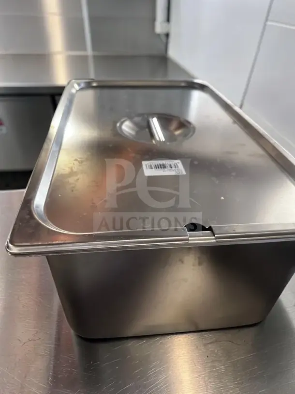 ZPL ZSPCF full-size stainless-steel steam table pan with solid lid, 21-qt capacity, excellent condition, fully inspected.