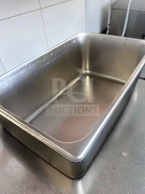 Full-size stainless-steel steam table pan from ZPL Kitchenware, model ZSPCF, 21-Qt. capacity, outstanding condition.