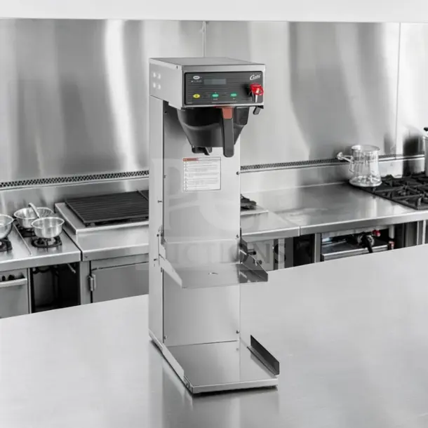Wilbur Curtis CBS10000 combo brewer in exceptional condition, for coffee, iced coffee, and iced tea, with adjustable shelf, 120V.
