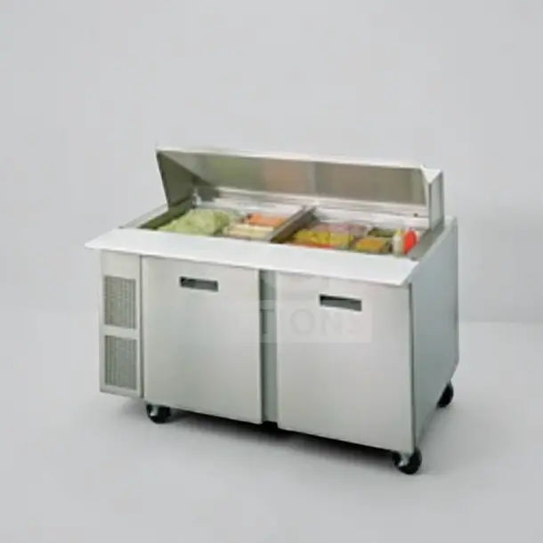 Randell 9040K-7 60" two-door prep table with 24-pan capacity, refrigerated top. Superior condition, fully tested, operational.