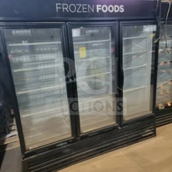 2018 True GDM-72F-HC 3-Door Glass Merchandiser Freezer, professional-grade, tested, high-capacity, transparent doors.