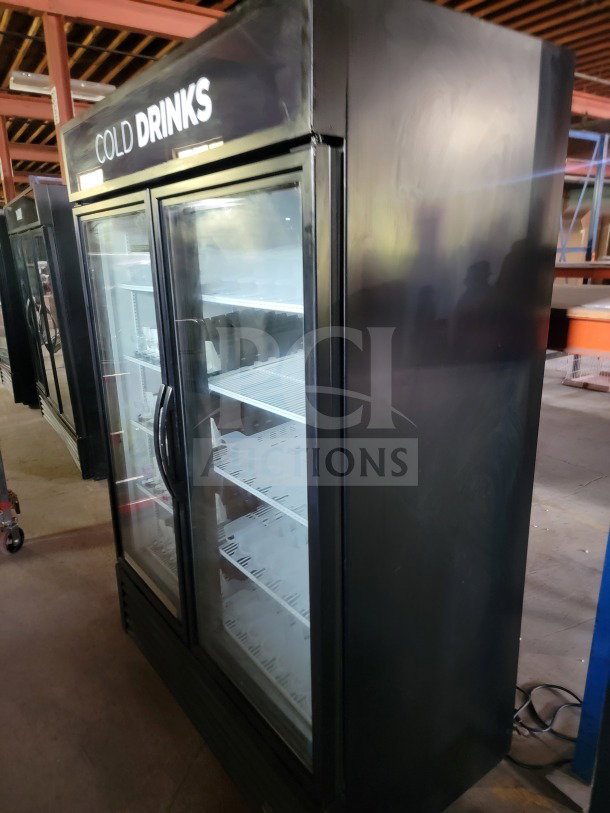 True GDM-49-HC Commercial 2-Door Glass Merchandiser Refrigerator. Tested, working, ideal for retail, model GDM-49-HC.