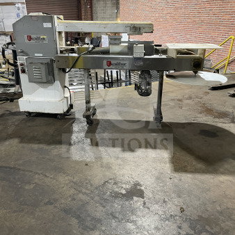 Excalibur S/90 commercial stainless steel bagel divider, floor style, on casters, 220V, in used condition.