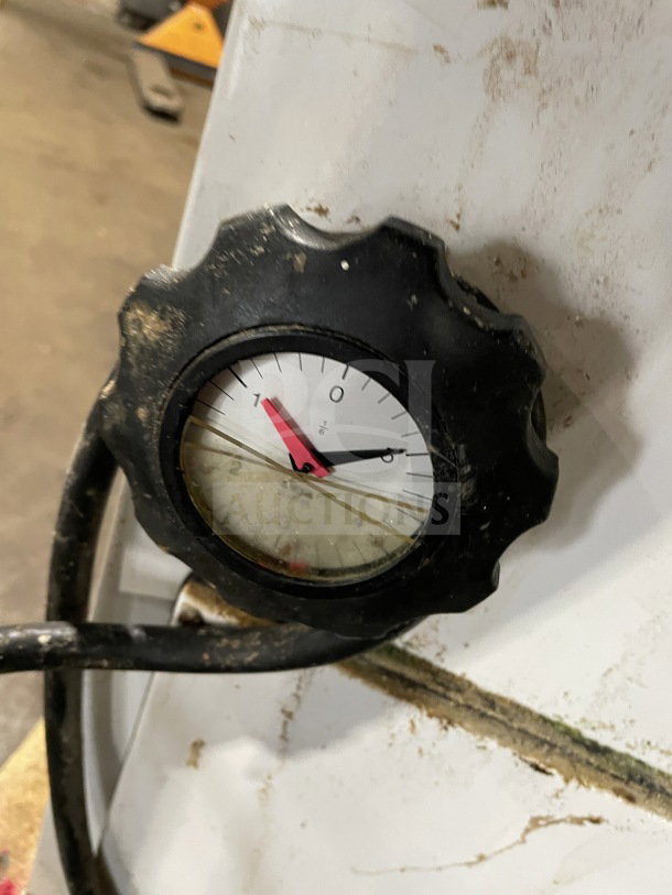 Excalibur model S/90 bagel divider/former gauge showing measurements, housed in a black casing. Dust visible on the gauge.