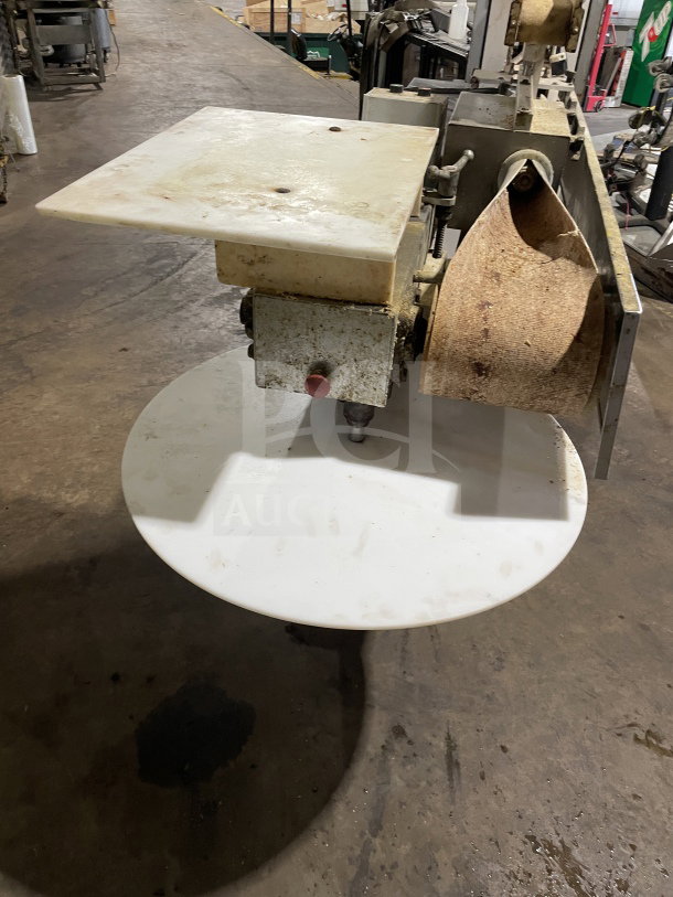 Excalibur S/90 commercial stainless steel bagel divider/former, floor style, on casters, used condition, 220V.