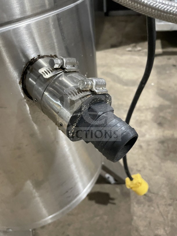 Hobart commercial stainless steel countertop potato peeler, SN: 3.0287, features secure hose connection, electric-powered.