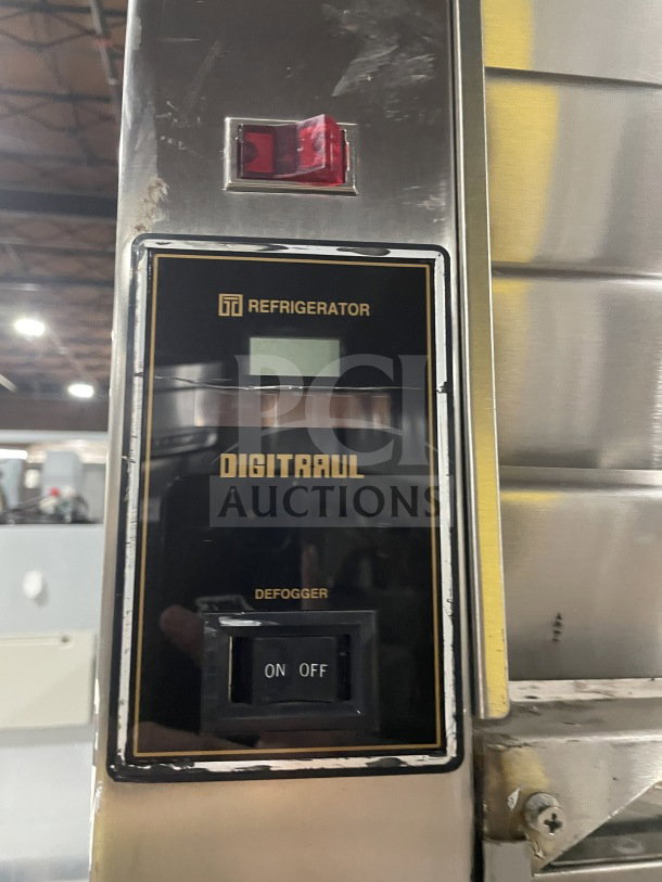 Traulsen stainless steel reach-in refrigerator, model RHT232NUTSL012, digital controls, defogger switch, good condition.
