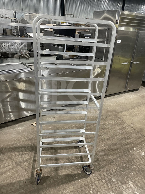 Kelmax by SPG stainless steel bun/sheet pan rack with wire slides, end load design, on casters, Channel make.