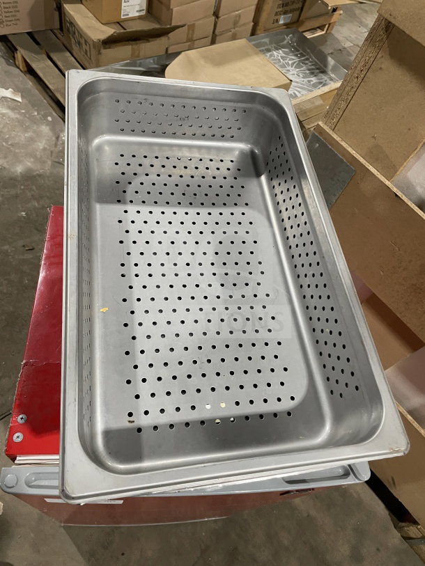 Choice Commercial stainless steel perforated steam pan; 2-1/2" deep; durable, rust-resistant; excellent condition.