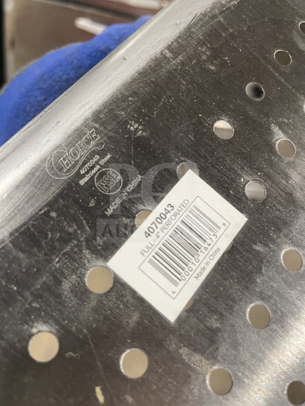 Choice Commercial Stainless Steel 2-1/2 perforated steam pan, model 4070043, NSF certified. Made in China.