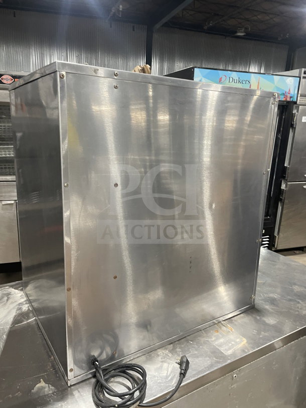 APW Wyott HDD-3 stainless steel warming drawer, 3 compartments, electric powered, 120V, individual control, good condition.