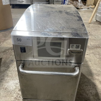 MerryChef Eikon E2 stainless steel countertop high-speed convection oven, ventless, with easy touch control pad. Model 1410213091445.