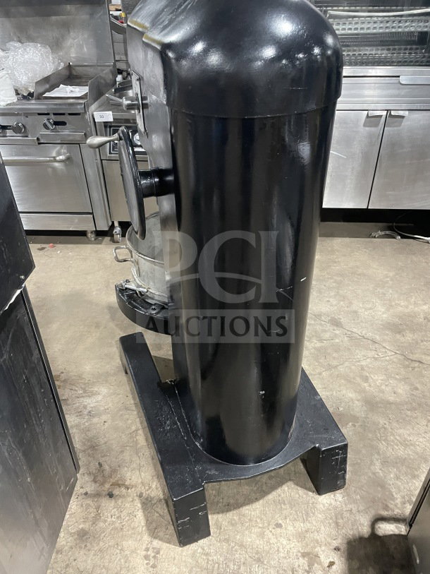 Attias USA-60 black 60-Qt commercial planetary floor mixer with stainless steel bowl, model USA-60, SN 5175062, 220V, 1 phase.