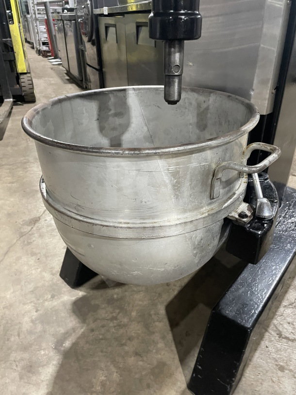 Attias USA-60 60-Qt planetary floor mixer, stainless steel bowl, model SN: 5175062, 220V, 1 phase, used condition.