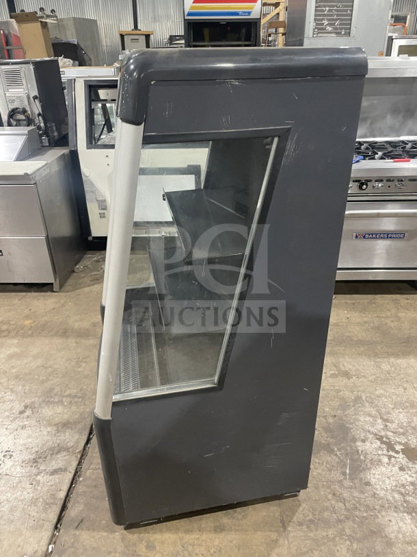 AHT 2013 Refrigerated Open Grab-N-Go Case, Model AC-S LED, SN: 30457500000269, with casters, pull-down shade, LED lights.
