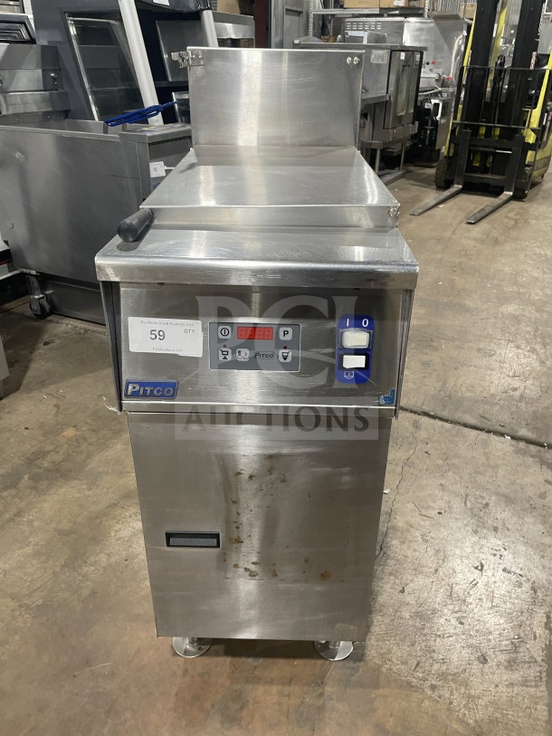 Pitco SRTE 16.5 Gal. stainless steel pasta cooker with digital control, backsplash, 208V, 1 phase, on legs, model SRTE.