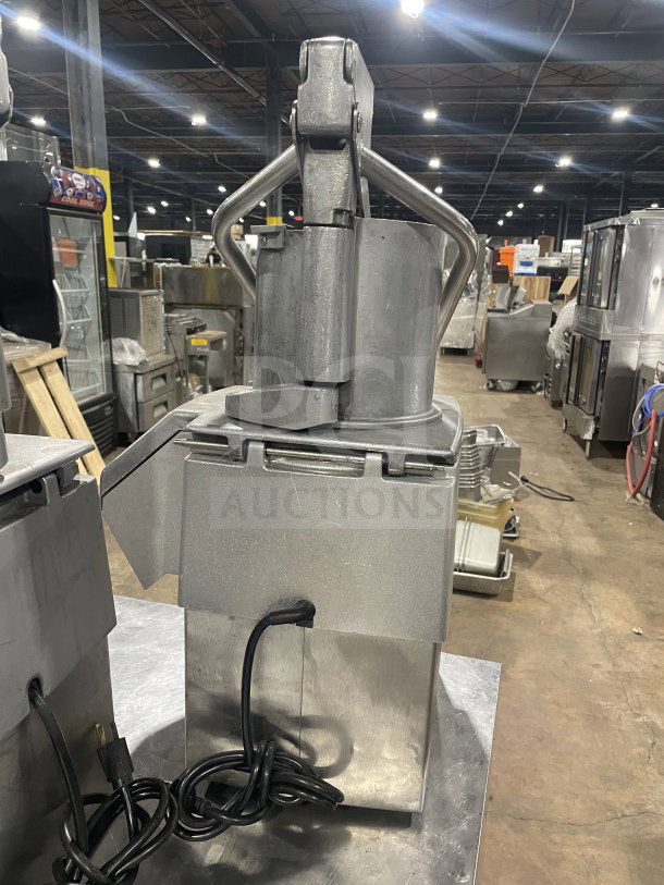 Robot Coupe CL52 commercial stainless steel food processor, 2 hp, with full moon pusher and two discs, 120V.