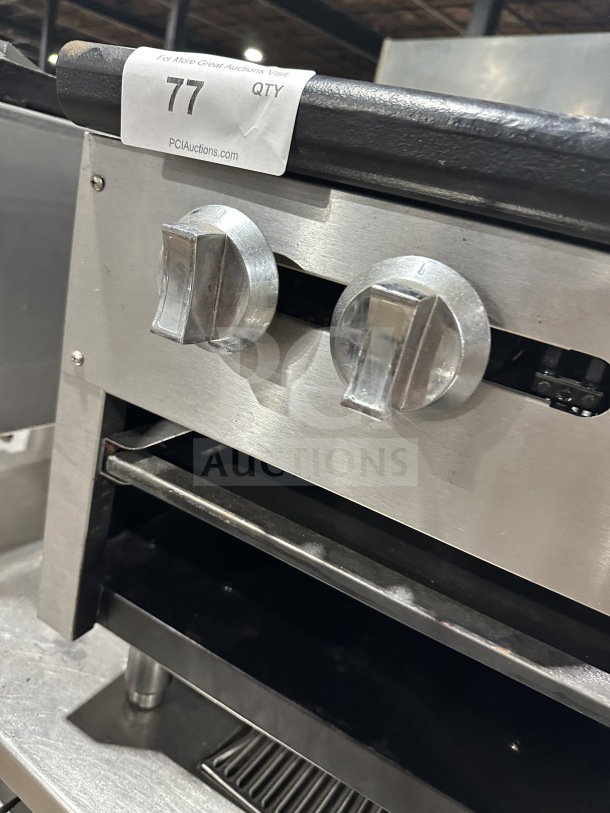 ACE Commercial Stainless Steel Natural Gas Stove, Model CTSP-1\NG, features control knobs and sturdy construction.
