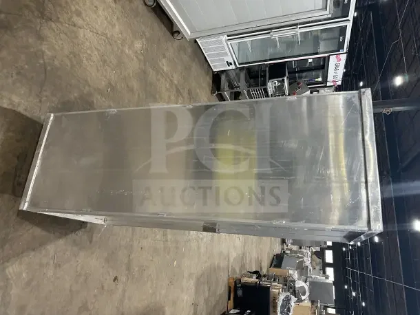 Commercial single section stainless steel insulated heated holding/proofer cabinet on casters, used condition.