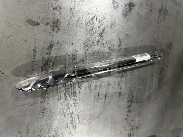 Brand new Cambro Lugano 12" stainless steel tongs, model 12TGS110, black handles, commercial-grade.