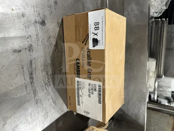 Brand new Cambro Lugano Series 12" black polycarbonate tongs, Model 12TGS110, in original packaging.