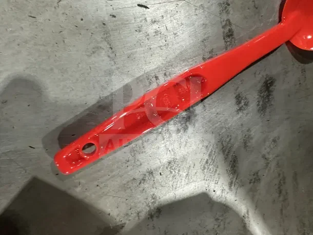 Brand new Cambro 13" solid red serving spoon, model SPO13CW404, for deli or salad bar use.