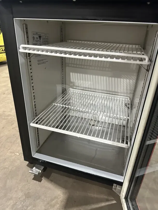 Turbo Air CTM32W countertop cooler, single door, poly-coated rack, in good condition, 110/120V, commercial use.