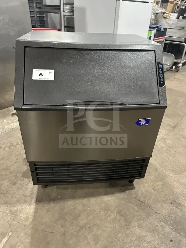 Manitowoc UDF0310W-161B stainless steel undercounter ice machine, 115V, 1 phase, on legs, commercial use, good condition.
