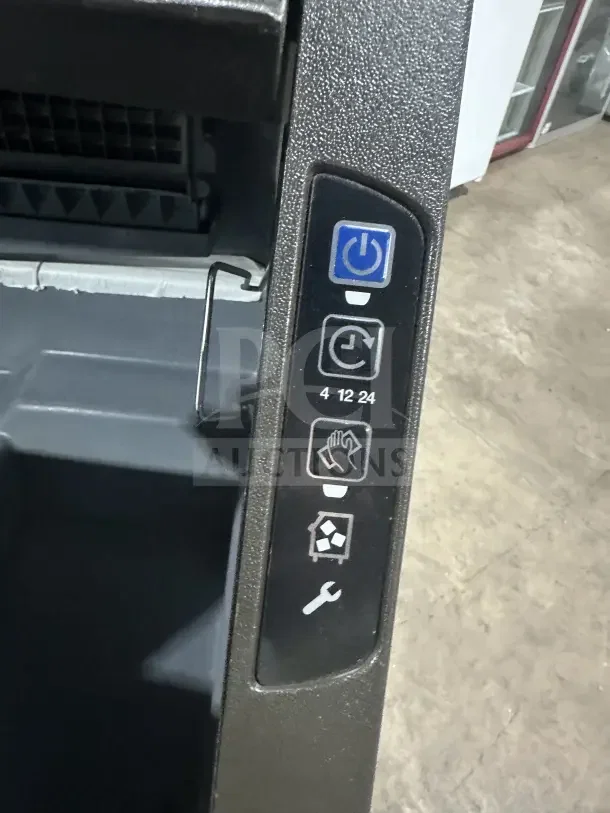 Manitowoc UDF0310W-161B undercounter ice machine control panel, showing power and operation icons.