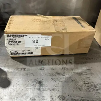 Cardboard box containing Cambro 13" red solid deli/salad bar serving spoon, model SPO13CW404, new condition.