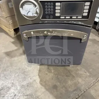 TurboChef NGO commercial rapid cook oven with digital push controls, model NGOD11039, on legs, showing signs of wear.