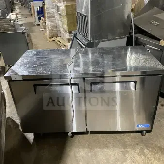 Turbo Air MUF-60 commercial 60" 2-door stainless steel undercounter freezer, poly-coated rack, on casters, model MUF-60.