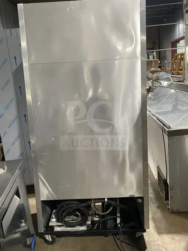 True T35F commercial stainless steel 2-door reach-in freezer on casters, with poly-coated wire racks, 115V, serial 5205317.