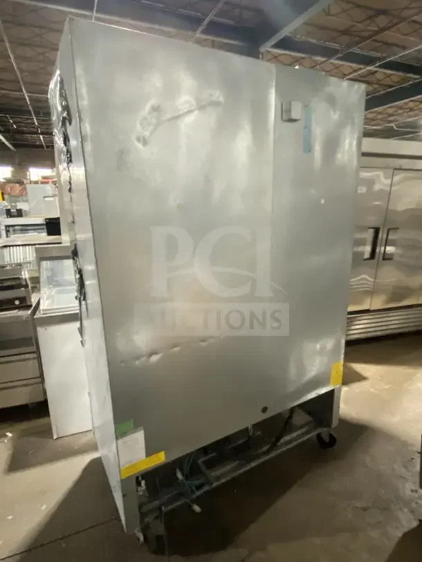 Asber ARF49HFHC commercial 2-door reach-in freezer, late model 2022, stainless steel, on casters, 115V, 1 phase.