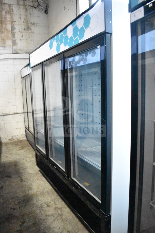 Brand new Migali C-72RM-HC 3-door reach-in cooler, commercial casters, 115V, 1-phase, scratch and dent condition.