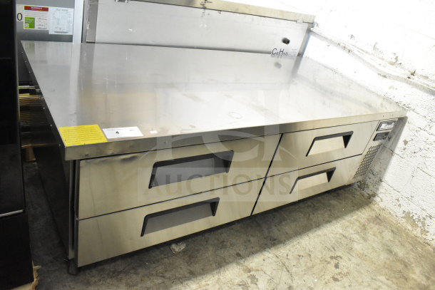 BRAND NEW 2024 Migali C-CB72-HC commercial chef base with 4 drawers, scratches, dents, on casters, 115 Volts, 1 Phase.